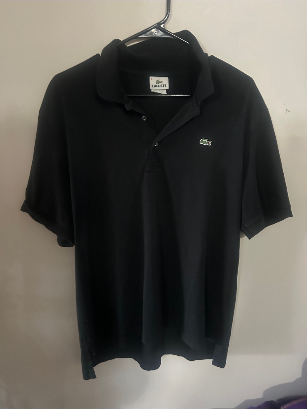 Lacoste Black Polo with Black Crocodile Logo vintage